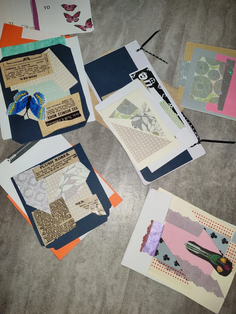 Handmade Greeting Card & Postcard Lot Assorted Cards Envelopes Mixed Media Vinta
